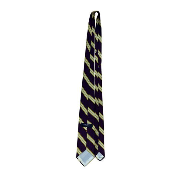Vintage Brooks Brothers Purple Silk Striped Tie With Yellow & White Accents - Picture 5 of 7